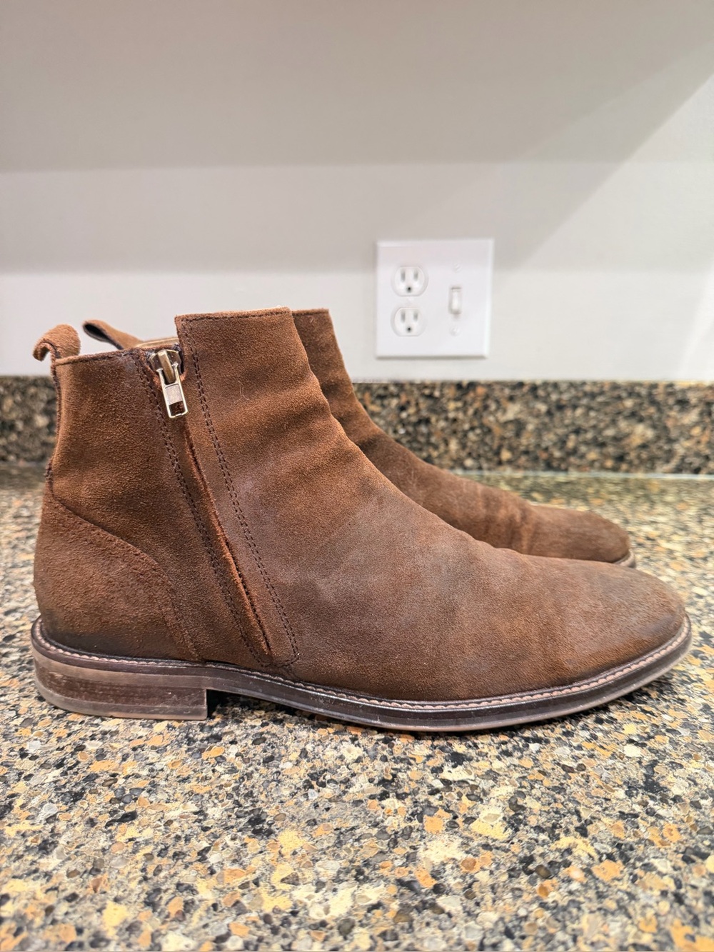 Mens Aston grey 9 Brown Suede Side-Zip Chelsea Boots